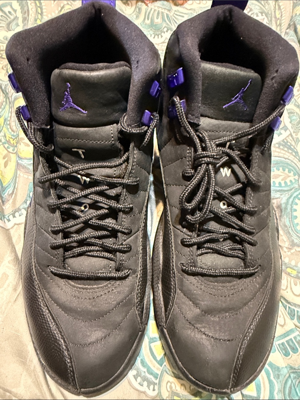 Nike Men's Black and Purple Jordan’s High-Top Sneakers